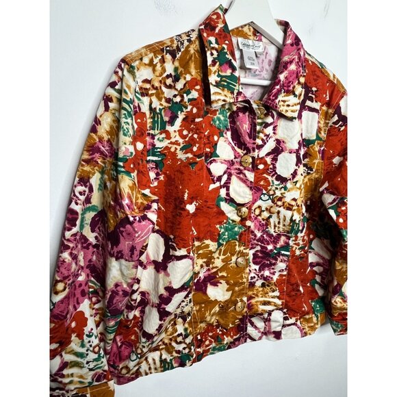 Coldwater Creek Women’s Large Floral Cotton Shirt Jacket Multicolor - Picture 14 of 14